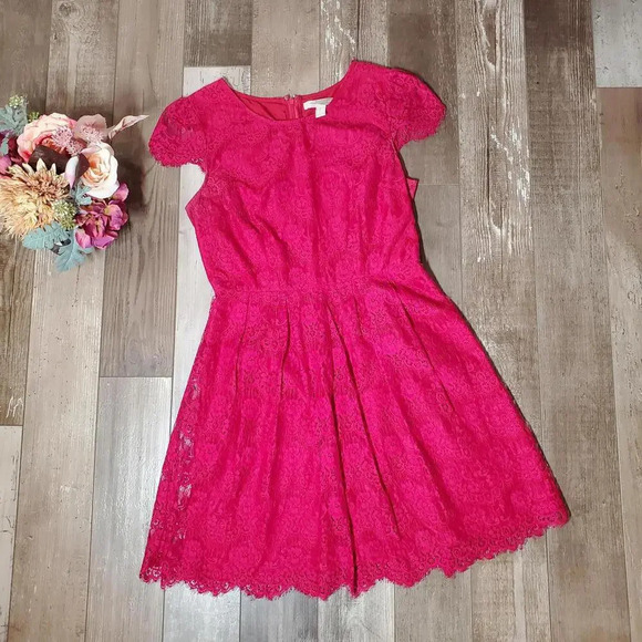 XXI Forever 21 Juniors Size Medium Fuscia Pink Lace Dress - Picture 10 of 12